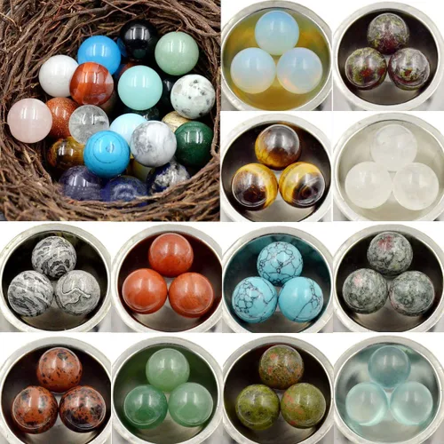 AD Beads Bola redonda de armonía con piedras preciosas naturales, esfera curativa de cristal, para masaje, 20 ~ 1.969 in (02 jaspe llantite, 1.181