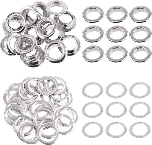 Miniatura 17 de Swpeet 204 piezas – 100 juegos de ojales de agujero de 1/2 pulgada (0.472 in) gruesos de 4 colores ojales de metal ojales y 3 piezas de herramienta