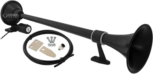 Vixen Horns Bocina de tren para camión/coche. Bocina de aire negra para trompeta única. Db súper fuerte. Se adapta a vehículos de 12 V como