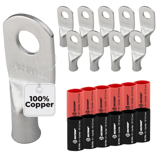 Miniatura 210 de SELTERM 5 piezas terminales de cable de cobre estañado 1/0 AWG perno de 1/2", extremos de cable de batería, terminales de anillo, conectores