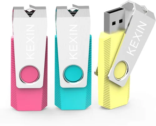 KEXIN Unidad flash de 128 GB, paquete de 3 unidades flash USB de 128 GB, unidad de memoria USB 2.0 con llavero (128G 3 unidades)