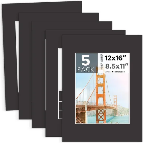 Miniatura 23 de MBC MAT BOARD CENTER, Paquete de 5 paspartús negros de 4x6 para fotos de 3x5, corte biselado, libre de ácido, grosor de 4 capas