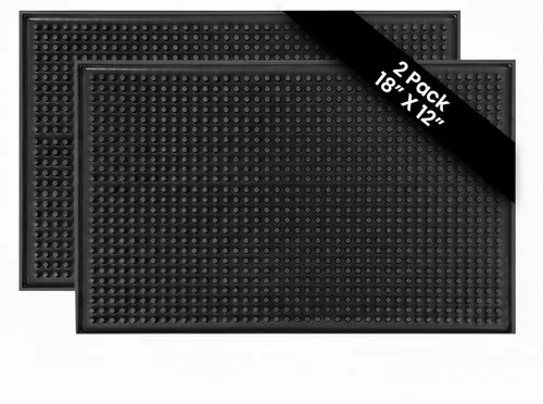 Juego de 2 alfombrillas de goma para barra, de 18 x 12 pulgadas, color negro, duraderas, antideslizantes, no tóxicas para barras, restaurantes,