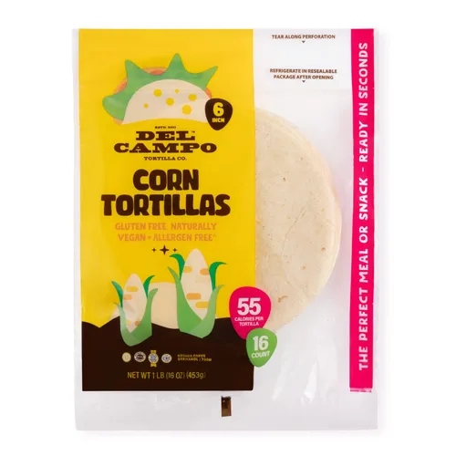 Miniatura 8 de Del Campo Tortillas de maíz suaves, Bolsa redonda de 6 in, 1 lb lb. Auténtica comida mexicana de maíz 100 % natural, sin gluten Opciones