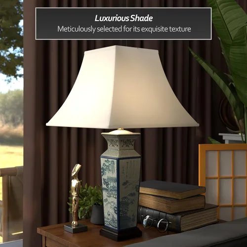 Miniatura 2 de Red Lantern Lámpara de porcelana de paisaje azul de 26