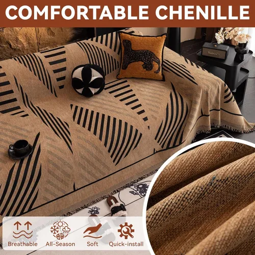 Miniatura 235 de VClife Fundas de sofá bohemio de felpilla para sofá seccional, fundas de sofá suaves y antideslizantes para sofá de 2 cojines, protector de muebles