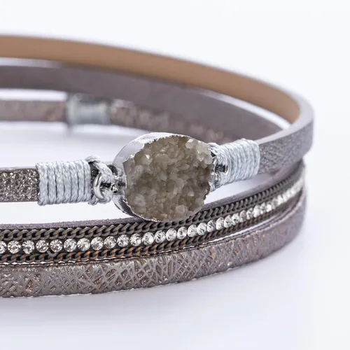 Miniatura 197 de FANCY SHINY - Pulsera de cuero estilo bohemio, pulsera de cuentas de cristal con cierre magnético, regalos de joyería para mujer