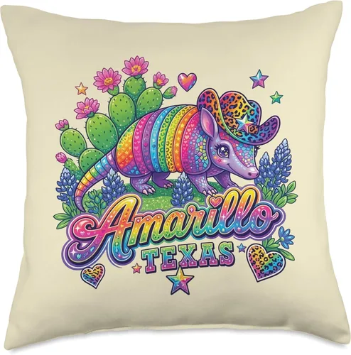 Miniatura 4 de Amarillo Texas Rainbow Armadillo Cowboy 80s Retro Souvenir Throw Pillow
