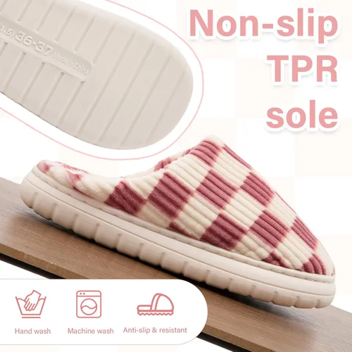 Miniatura 28 de Jaeynow Pantuflas mullidas para mujer en interiores, zapatos de casa unisex de espuma viscoelástica para hombre, zapatos de invierno cálidos