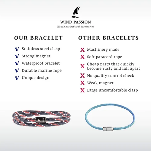 Miniatura 7 de Wind Passion - Pulsera de cuerda duradera con cierre magnético para hombres y mujeres, Corazón rojo, 44043835