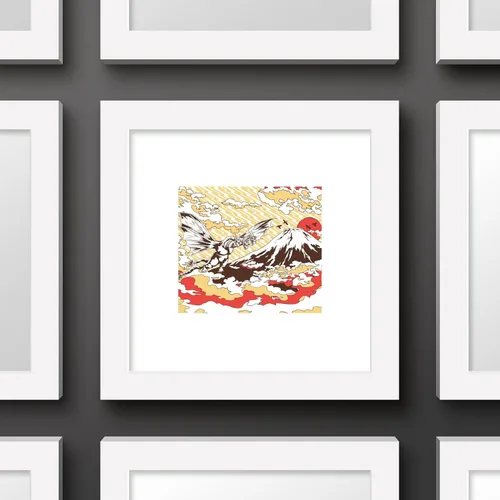 Miniatura 2 de Trends International Gallery Pops Godzilla - Póster de pared tradicional japonés rey Ghidorah volador, 12.00 x 12.00 pulgadas, versión de marco