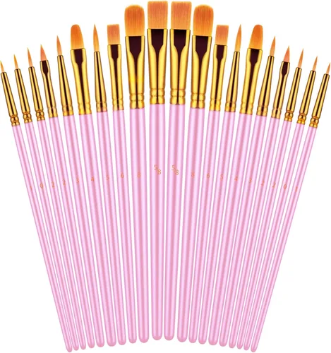 Miniatura 13 de Juego de pinceles para pintura acrílica, 20 piezas de pinceles de pintura acrílica para acuarela al óleo, pinceles de artista para cuerpo, cara, Azul