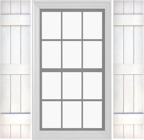 Miniatura 31 de Persianas de Vinilo Board & Batten (1 Par) 11"x31" (3-Tableros) - Negro Cosmos/Pintable Persianas Exteriores para Ventanas Incluye Herrajes