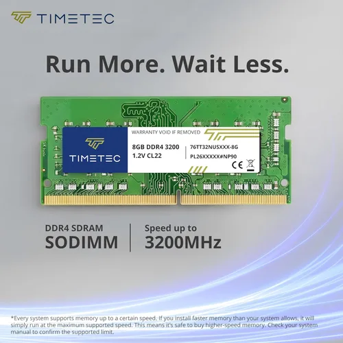 Miniatura 4 de Timetec 16GB Kit (2x8GB) DDR4 3200MHz (o 2933MHz o 2666MHz) PC4-25600 No ECC Sin búfer 1.2V CL22 1Rx8 Rango único 260 pines SODIMM Módulo de memoria