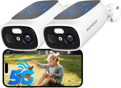 Miniatura 14 de 4 cámaras WiFi 2.4G/5G para seguridad en el hogar con paneles solares dobles, cámaras de seguridad solar 2K inalámbricas para exteriores, visión