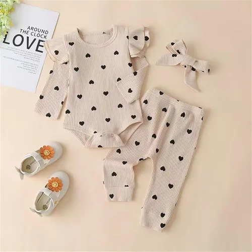 Miniatura 2 de Conjunto de ropa de Halloween para niñas pequeñas, de verano, de algodón, estampado de amor, multicolor, largo recién nacido, envoltura