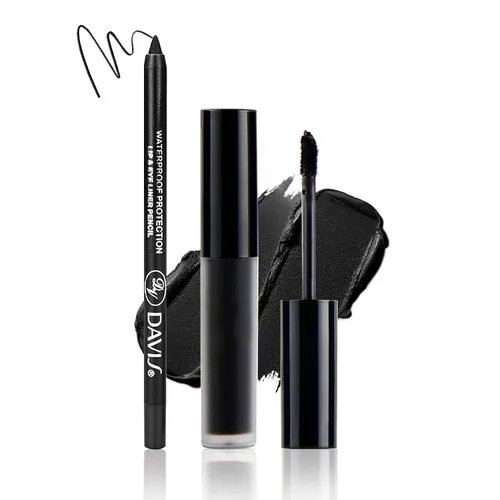 Juego de delineadores de labios negro mate, lápiz labial líquido negro, tinte de labios de alta pigmentación negro y brillo de labios para