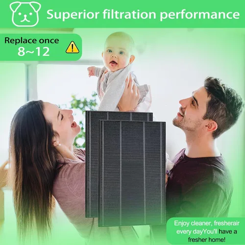 Miniatura 5 de Paquete de 2 filtros de repuesto KC-850U, compatible con purificador de aire Sharp KC-850U, reemplaza a FZ-C100HFU