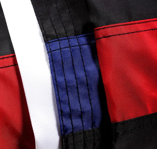 Miniatura 5 de DANF - Bandera fina de línea azul y roja de 3 x 5 pies, hecha de nailon, estrellas bordadas, rayas cosidas, protección UV, color negro, azul y rojo