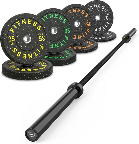 Miniatura 16 de HANDBODE Olympic High-Bounce Bumper Plates Bench Press Barbell Weights Set 2 - Inch, 10-55 lb Rubber Weight Sets for Home Gym, Strength Training