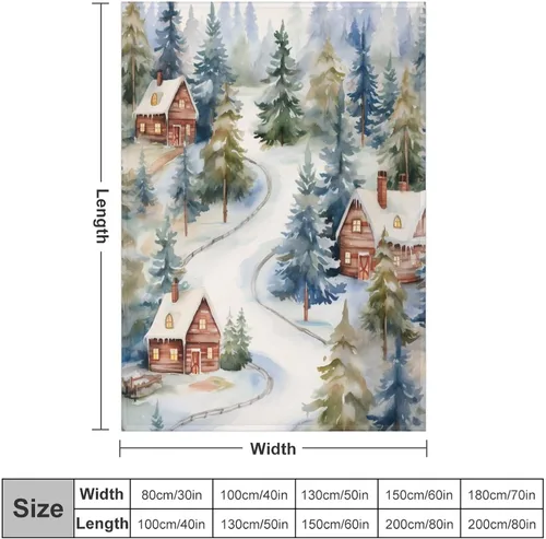 Miniatura 2 de Manta de invierno de acuarela de Navidad en el bosque, manta cálida y acogedora para sofá, cama para adultos, 30 x 40 pulgadas, manta de microfibra