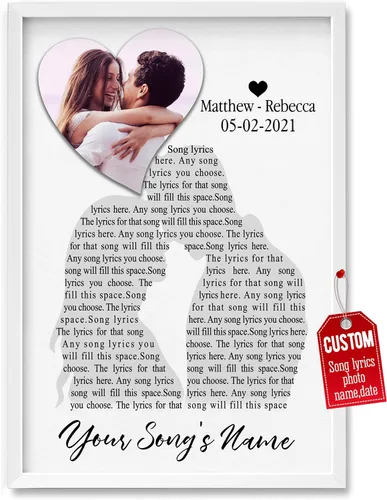 Miniatura 8 de H-DEWALL Póster personalizado de letras de canciones, regalos de cumpleaños para esposo para dormitorio, discos de vinilo, fotos, regalos para él