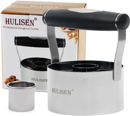 Miniatura 2 de HULISEN Cortador de rosquillas, cortador de donas de acero inoxidable de 3.5 pulgadas con mango de agarre suave y cortador de galletas pequeño