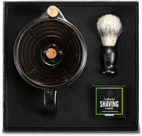 Miniatura 11 de Naked Armor Silver Fox - Juego de taza de afeitar con afeitadora, tazón de afeitar de acero inoxidable de doble pared con afeitadora recta, cepillo
