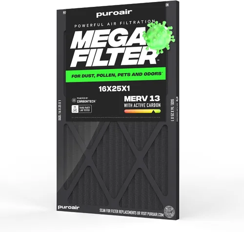 Miniatura 51 de PuroAir Filtro Mega - Filtro de aire de 12x12x1 MERV 13 para el hogar con carbón activado - Filtros alérgenos, caspa de mascotas, humo, polvo