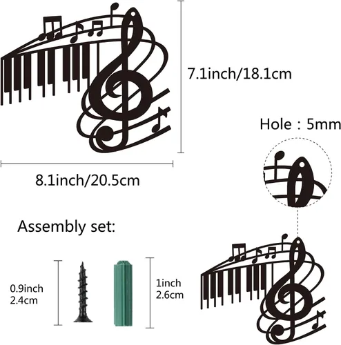 Miniatura 2 de CREATCABIN Arte de pared de metal para decoración de notas musicales, placas colgantes de hierro, letrero de escultura para interiores y exteriores