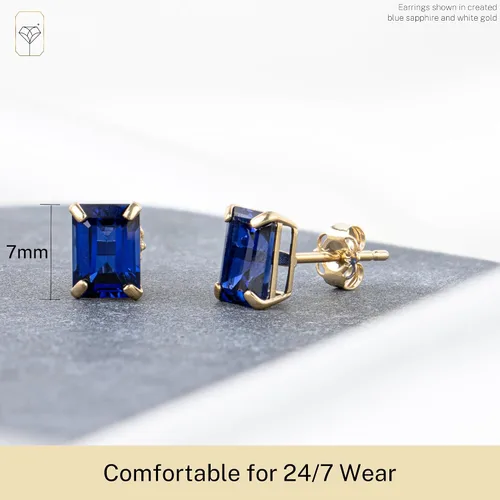 Miniatura 5 de 14k Gold Solitaire Emerald Cut Stud Earrings for Women 7x5mm Birthstone Earrings Gemstone Earrings for Women Gemstone Stud Earrings for Women by