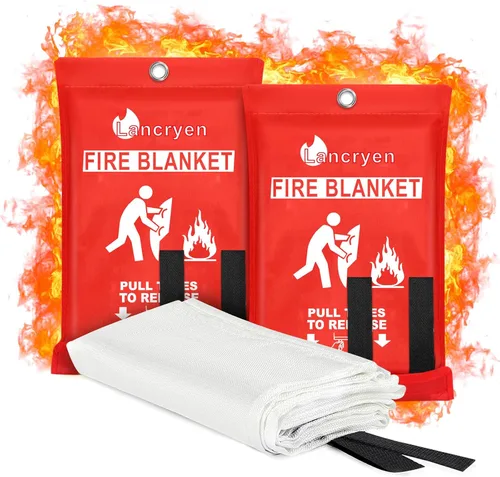 Lancryen Manta de emergencia contra incendios, manta de extintor, tela de supresión de incendios, toalla ignífuga de seguridad contra incendios para
