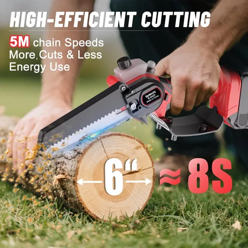 Miniatura 2 de Mini motosierra inalámbrica, portátil de 6 pulgadas, pequeña motosierra eléctrica de mano, inalámbrica, funciona con pilas para el hogar, jardín