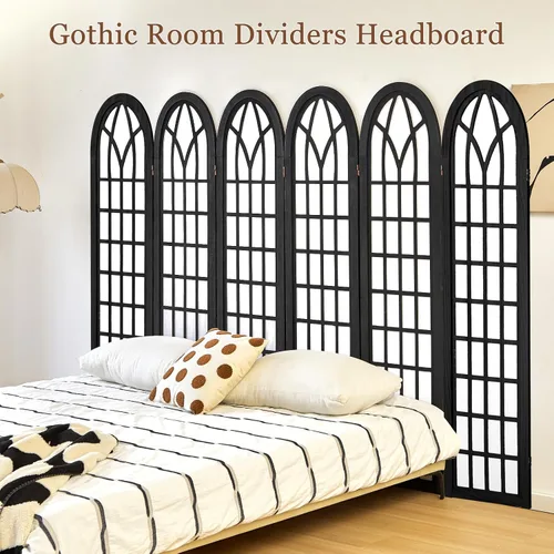 Miniatura 4 de Divisor de habitación japonés de 6 paneles, 94.5 pulgadas de ancho x 66.9 pulgadas de alto, pantalla de privacidad plegable estilo Shoji, divisor
