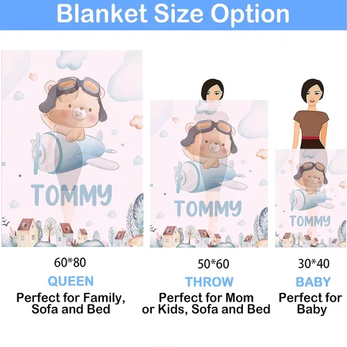 Miniatura 6 de ZouZou Mantas de bebé personalizadas con nombre, mantas de bebé personalizadas para niños, manta de bebé de avión, el mejor regalo para bebé, recién