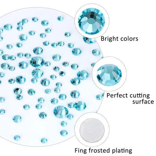 Miniatura 3 de 3820 diamantes de imitación de parte trasera plana aguamarina para deslumbrar, kit de diamantes de imitación pequeños de 0.079 a 0.236 pulgadas