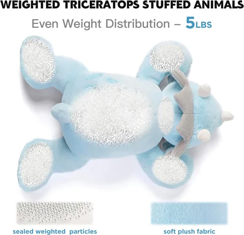 Miniatura 7 de IKASA Animal de Peluche con Peso de Dinosaurio Triceratops de 5 libras, Juguetes Suaves Gigantes Grandes Jumbo de 30 pulgadas, Tamaño Enorme Lindo