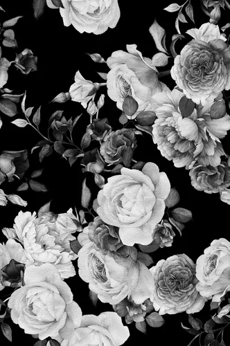 Papel tapiz vintage con peonías blancas y negras para dormitorio y sala de estar, papel tapiz autoadhesivo de flores moradas, 17.71 x 118.1 pulgadas