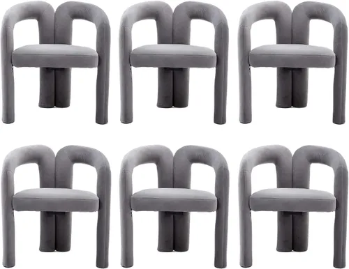 Miniatura 25 de Modernas sillas de comedor de terciopelo tapizadas, con respaldo curvado, cómoda silla auxiliar para cocina, comedor, sala de estar