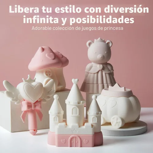 Miniatura 3 de MarcZero Juguetes de Baño de Silicona Princesa 8 Piezas para Niños Pequeños Niños Bebés, Juguetes de Agua para Bañera, Conjunto de Juguetes de Rosa