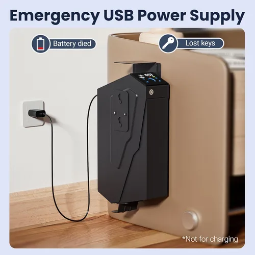 Miniatura 5 de KornerBatl Caja fuerte biométrica para pistola de noche de acceso rápido para pistola, 2 en 1 montada desplegable con huella digital, código