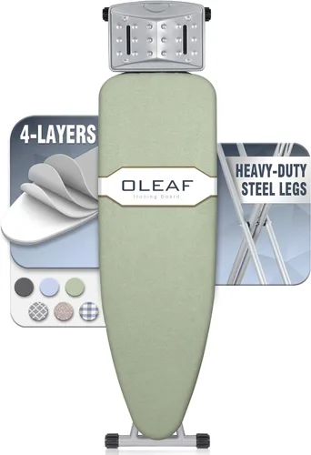 Miniatura 13 de oleaf Tabla de planchar con cubierta y almohadilla gruesa de 43 x 13 pulgadas, altura ajustable, tamaño completo, plegable, tabla de planchar