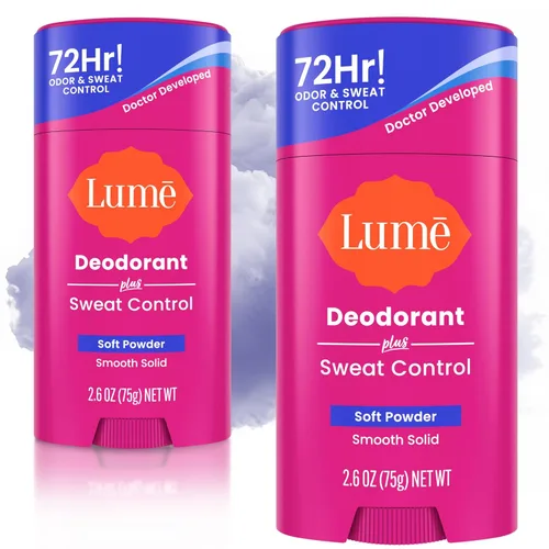 Lume Desodorante Plus Control de Sudor - Barra Sólida Suave - Antitranspirante de Fuerza Extra - Control de Olor y Sudor de 72 Horas - Sin
