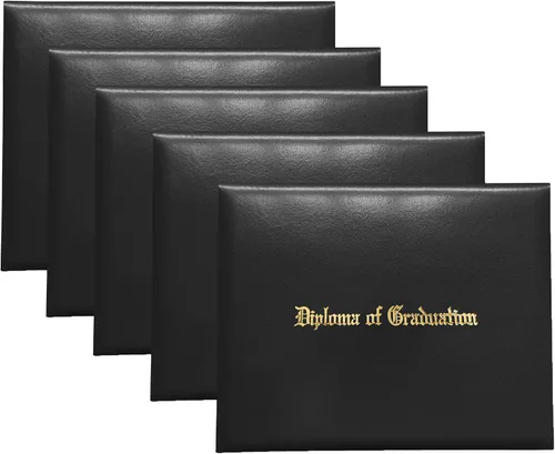 Miniatura 28 de Gradplaza Cubierta de diploma para certificado de 8.5 x 11 pulgadas impreso "Diploma de graduación" negro soporte para diploma liso para escuela