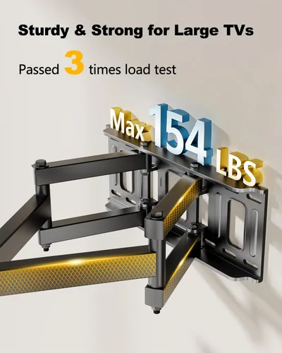 Miniatura 5 de FORGING MOUNT Soporte de pared para TV de movimiento completo con tomas de corriente para pantallas de 42 a 90 pulgadas, soporte de TV premontado