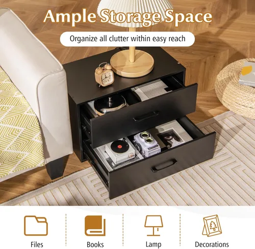 Miniatura 5 de Giantex Cajones apilables para armario, cómoda corta de 2 cajones, cubo de almacenamiento multiusos con almohadillas antiarañazos, dispositivos Negro