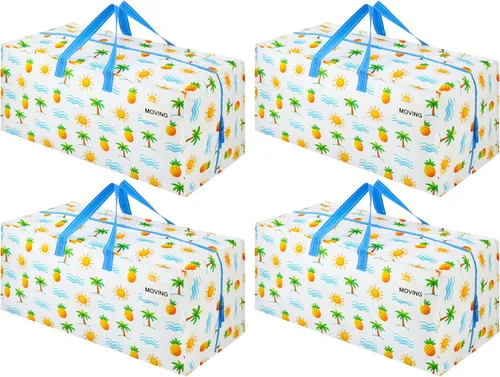 Miniatura 13 de VENO Paquete de 2 bolsas de mudanza, correas de mochila, mudanza, cajas de almacenamiento universitario, con tapas, resistentes, extragrandes, asas