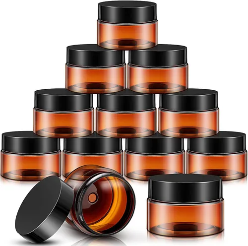 SATINIOR Paquete de 12 frascos de plástico con tapas, frascos redondos para cosméticos de viaje, para artículos de tocador, loción, crema,