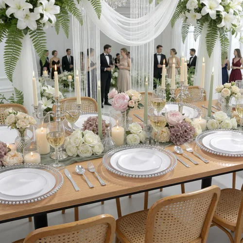 Miniatura 10 de KIRE 100 platos de plástico plateado, platos desechables blancos resistentes con borde plateado para fiesta/boda, incluye 50 platos llanos de 10.25