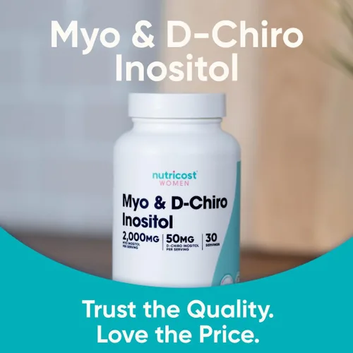 Miniatura 5 de Nutricost Myo Inositol y D-Chiro Inositol para mujeres 2000mg, 120 cápsulas, 2000mg Myo y 50mg D-Chiro por porción, 30 porciones, apto